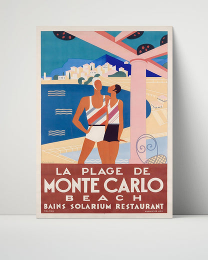 Classic Travel Unframed Poster -  Monte Carlo - La Plage