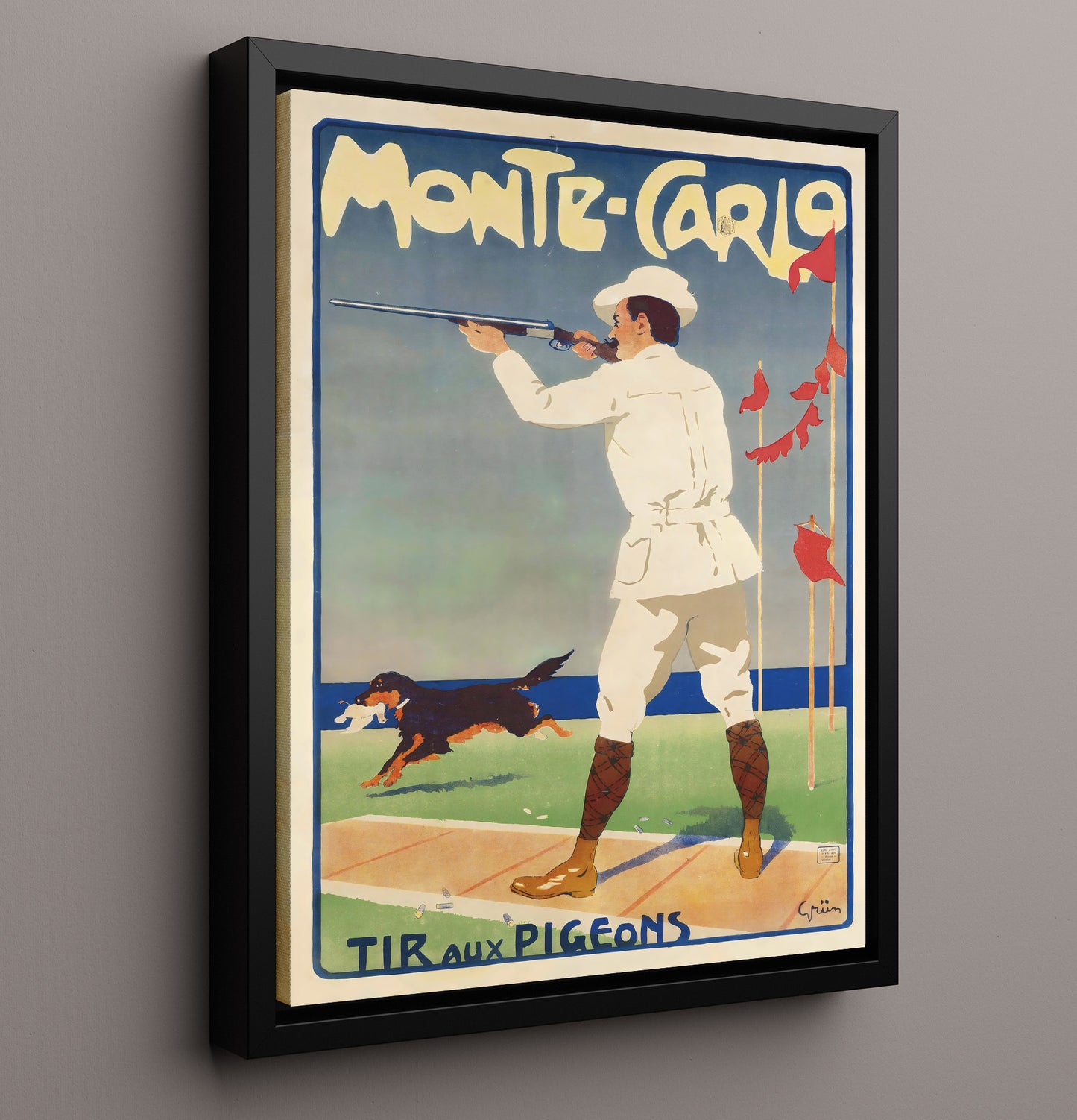 Monte Carlo Pigeon Shooting Vintage Travel Print 16x20 Framed Canvas travel wall art print