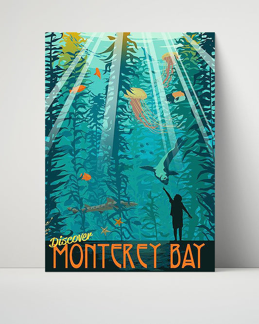 Classic Travel Unframed Poster -  Monterey Bay - Aquarium Scene