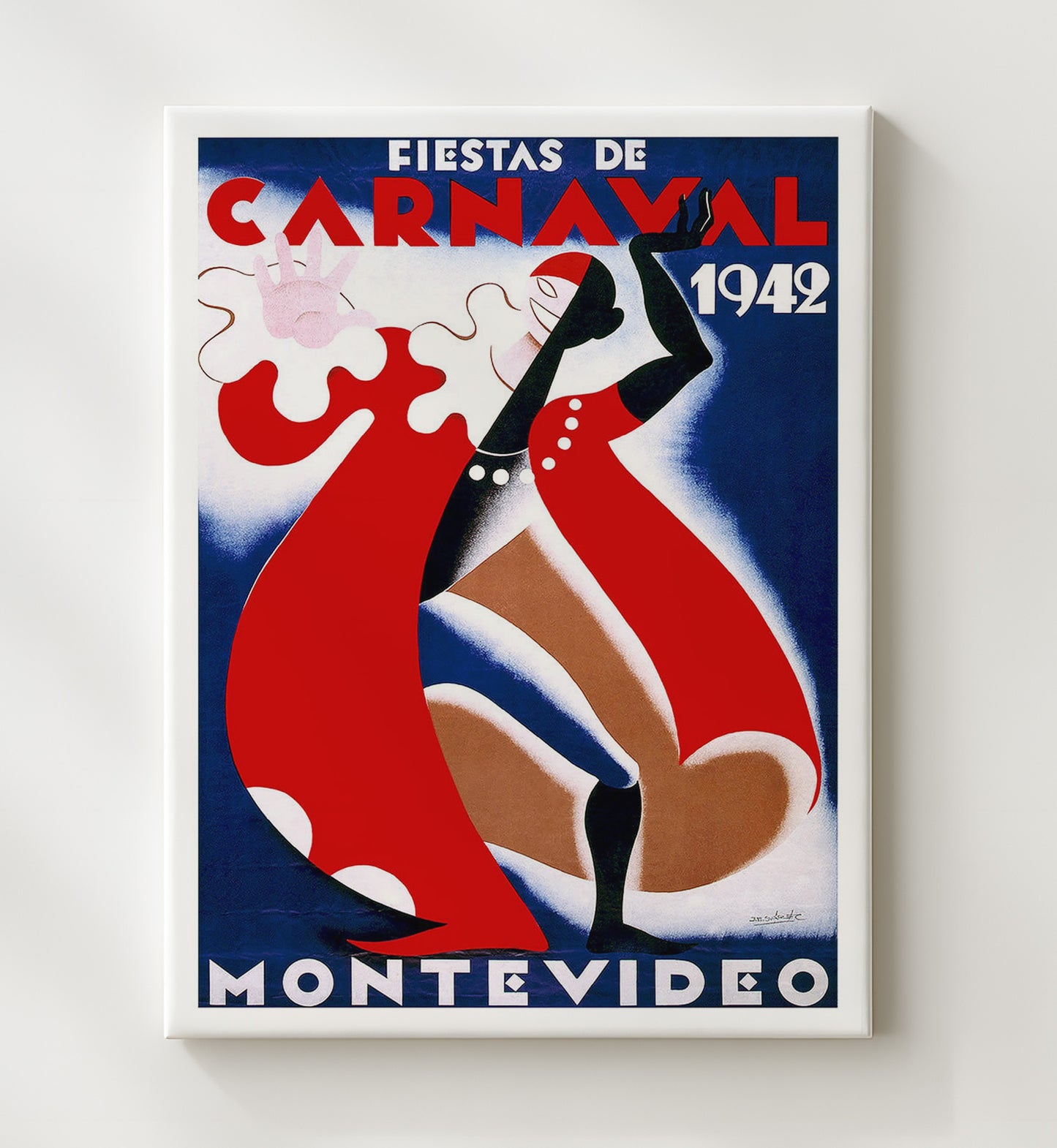 Montevideo Carnaval 1942 Vintage Travel Print 20x24 Canvas travel wall art print
