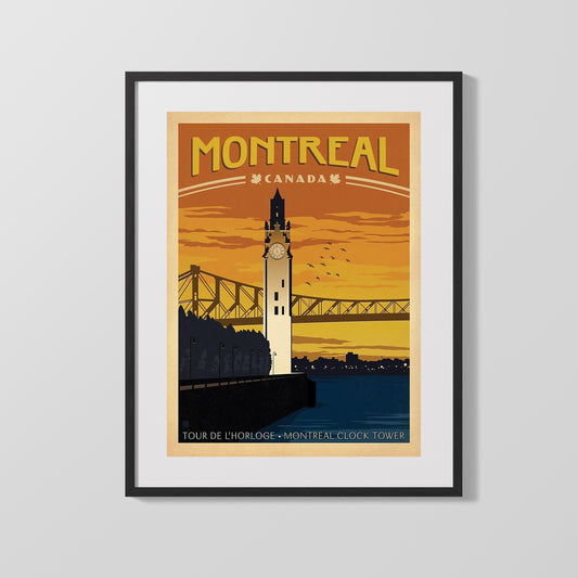 Classic Travel Poster - Montreal - Clock Tower