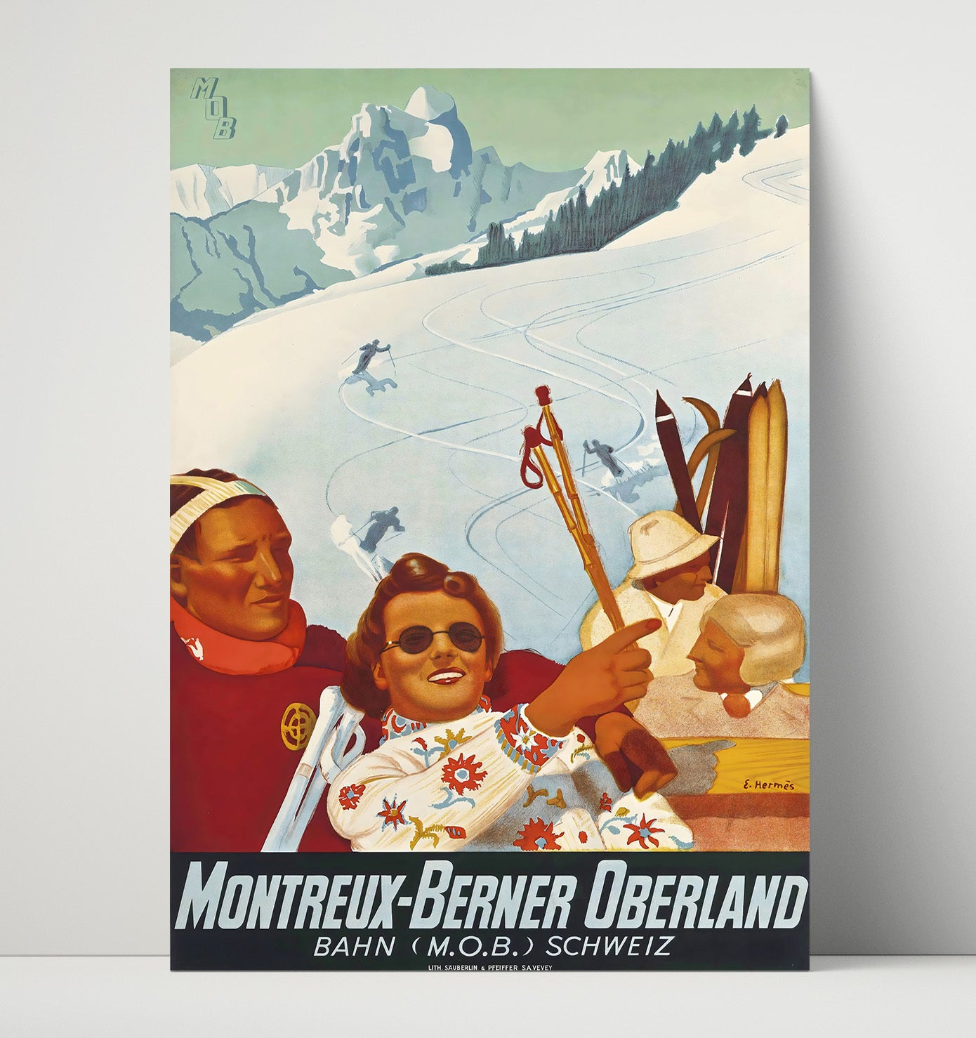 Montreux Berner Oberland Vintage Travel Print 16x20 Unframed Print travel wall art print