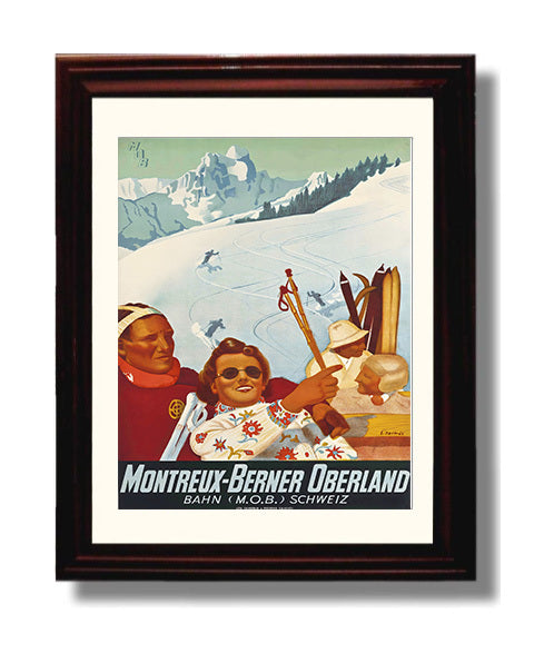 Montreux Berner Oberland travel poster wall art 8x10 Canvas