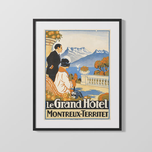 Classic Travel Poster - Montreux - Grand Hotel