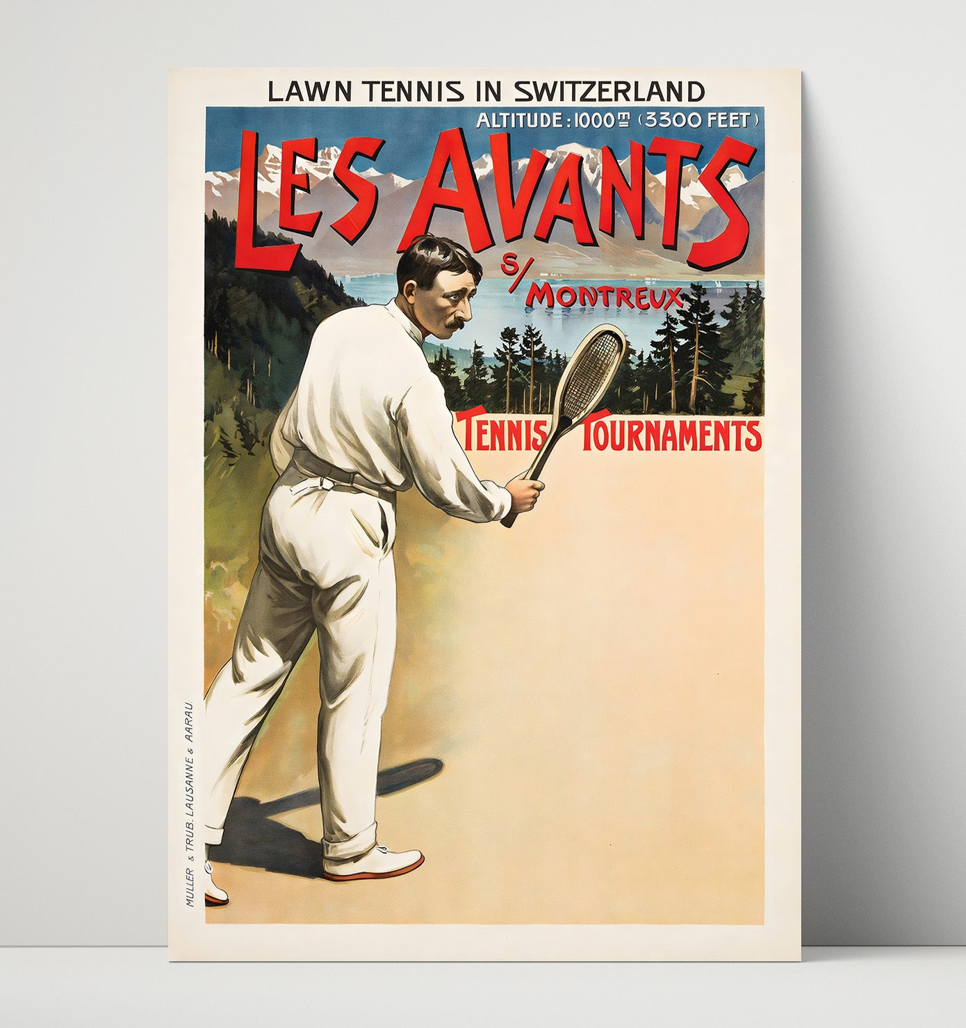 Montreux Tennis Tournaments Vintage Travel Print 16x20 Unframed Print travel wall art print