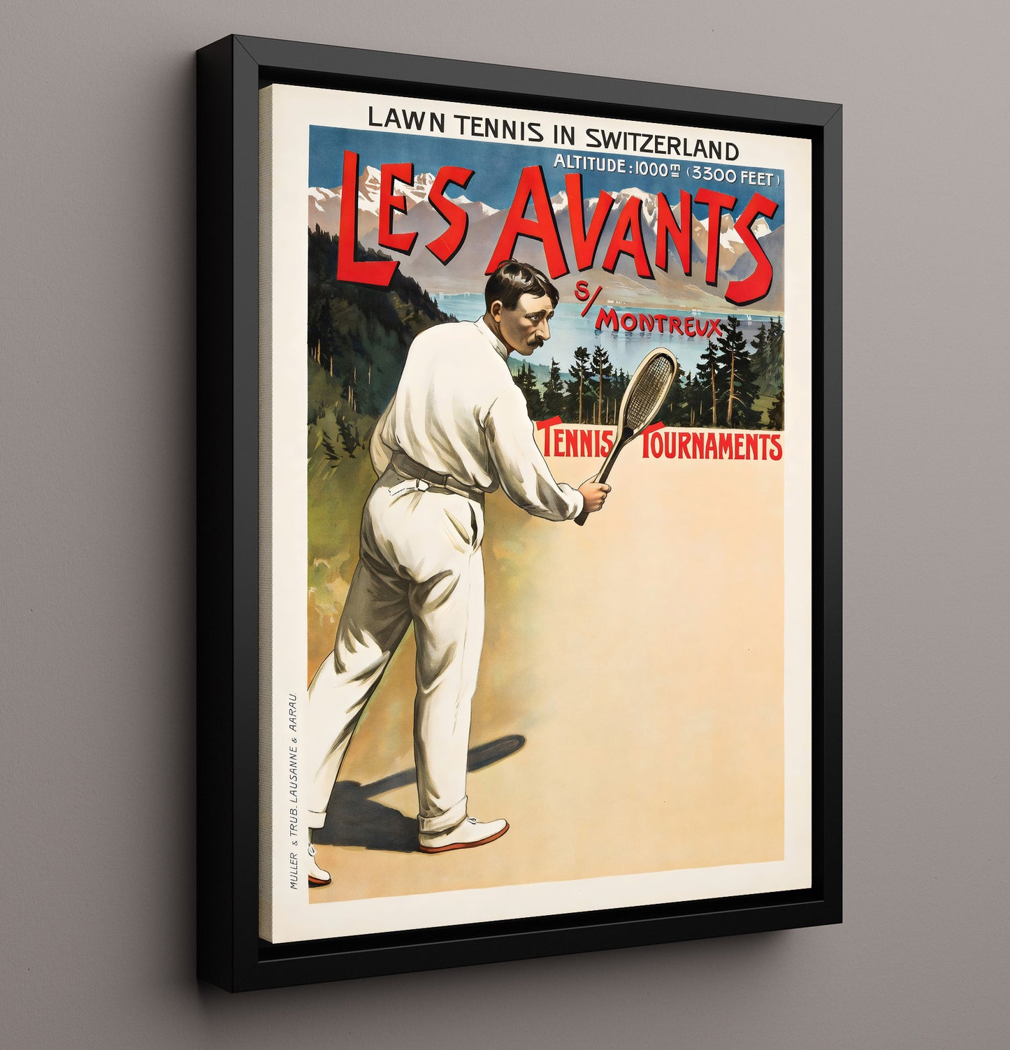 Montreux Tennis Tournaments Vintage Travel Print 16x20 Framed Canvas travel wall art print