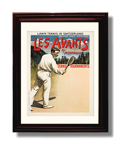Montreux Tennis Tournaments Vintage Travel Print 8x10 Beveled Frame travel wall art print