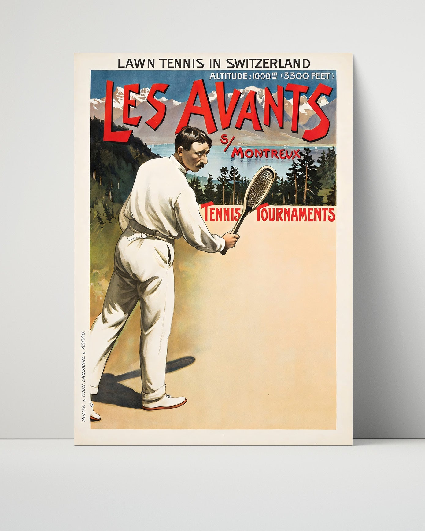 Classic Travel Poster - Montreux - Tennis Tournaments