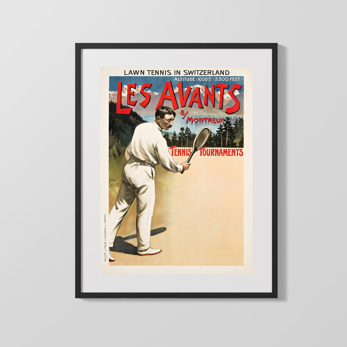 Classic Travel Poster - Montreux - Tennis Tournaments
