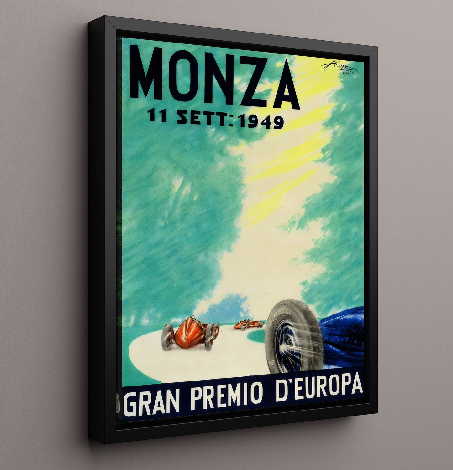 Monza Gran Premio dEuropa 1949 Vintage Travel Print 16x20 Framed Canvas travel wall art print