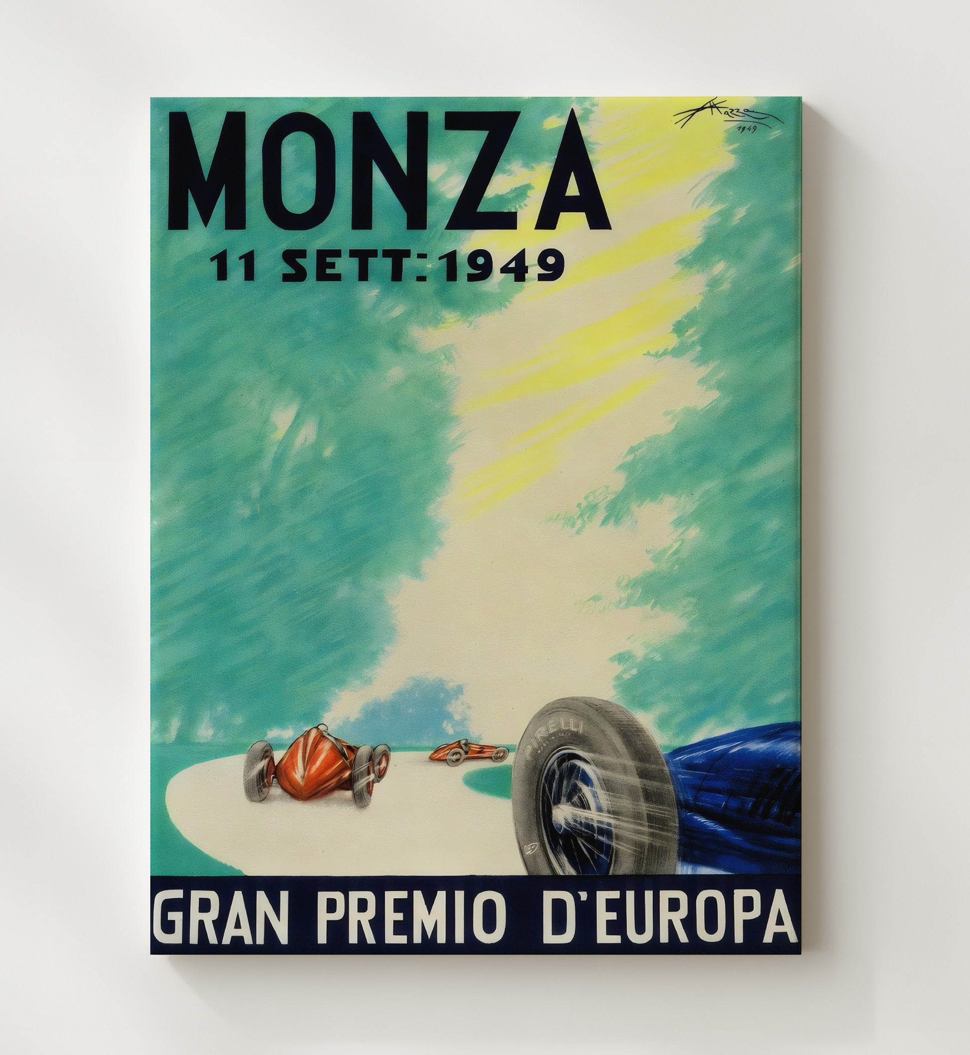 Monza Gran Premio dEuropa 1949 Vintage Travel Print 20x24 Canvas travel wall art print