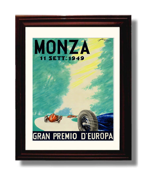 Monza Gran Premio dEuropa 1949 Vintage Travel Print 8x10 Beveled Frame travel wall art print