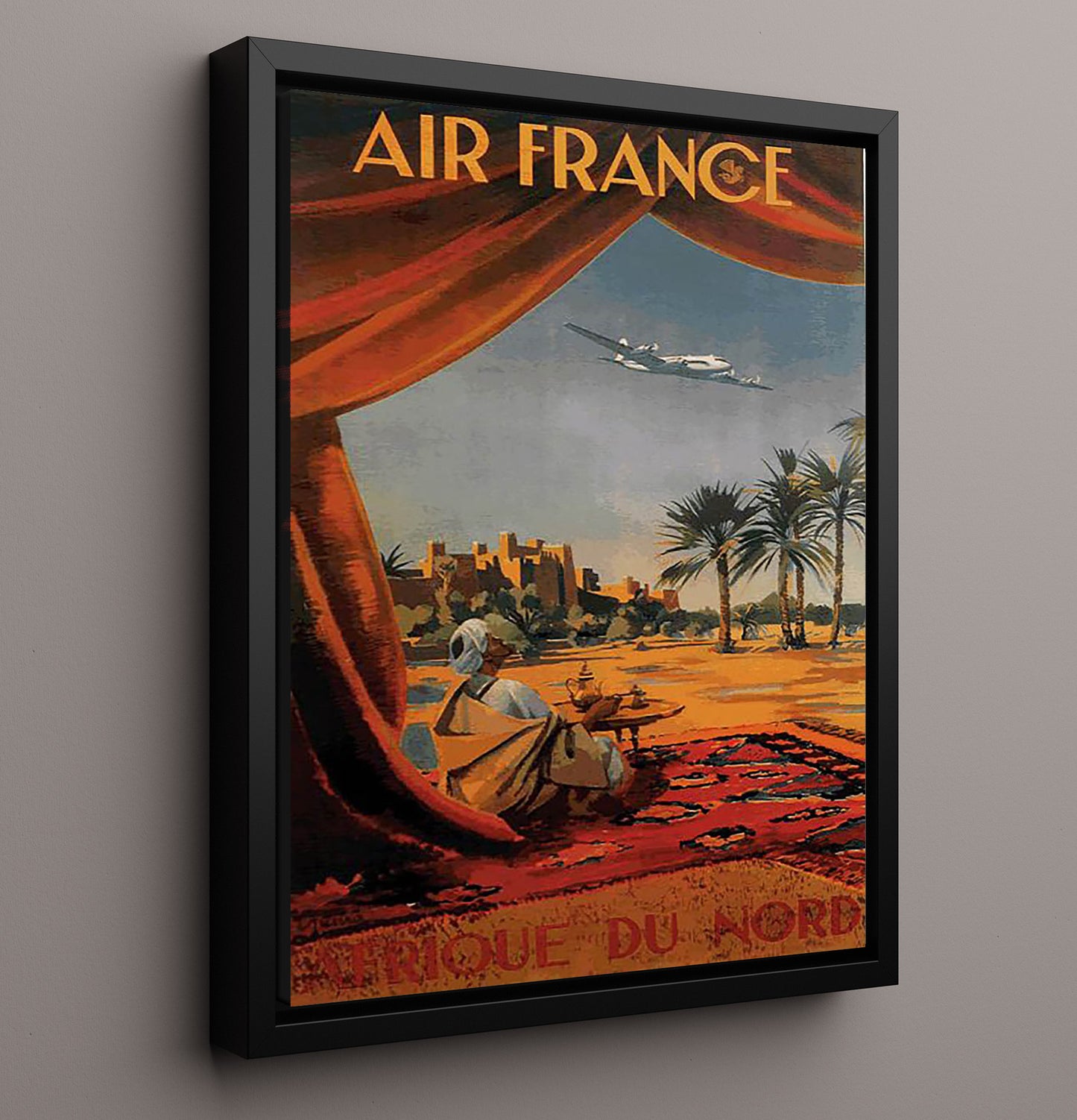 Morocco Air France Afrique du Nord Vintage Travel Print 16x20 Framed Canvas travel wall art print