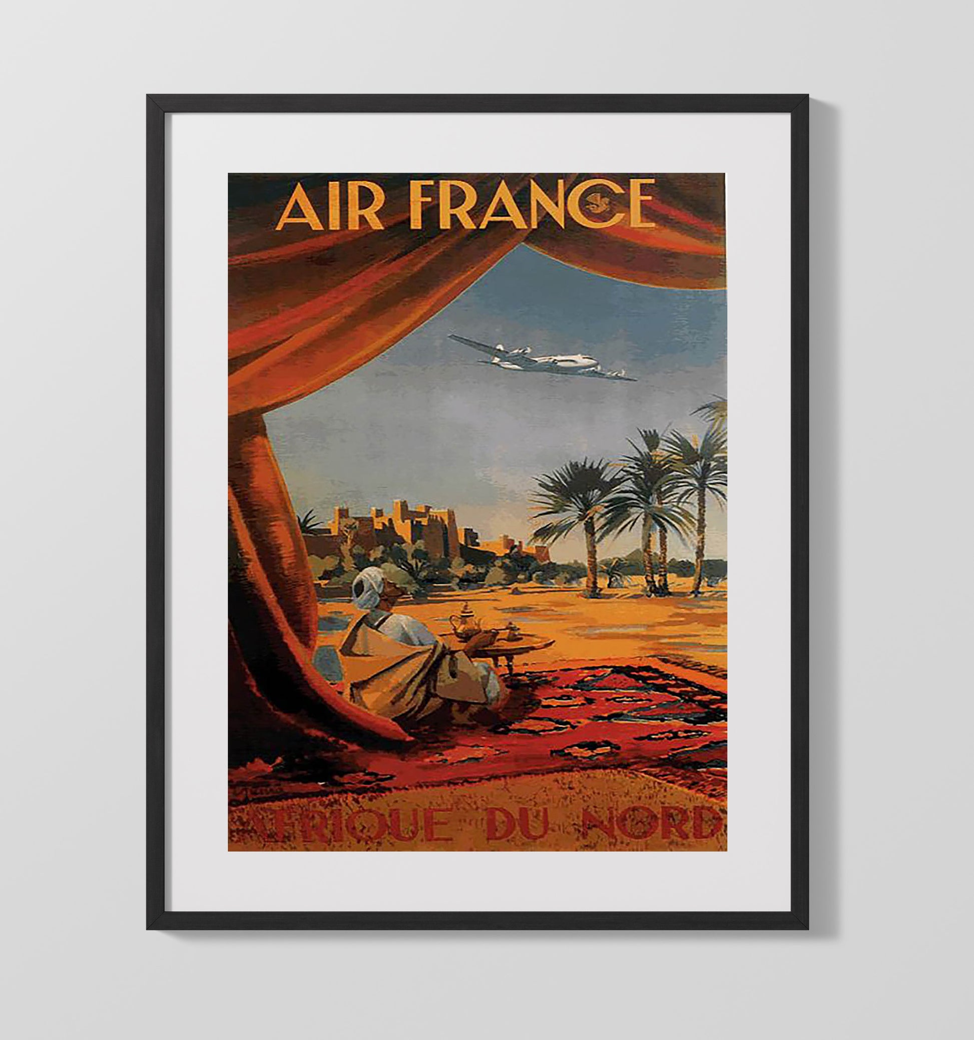 Morocco Air France Afrique du Nord Vintage Travel Print 16x20 Gallery Frame travel wall art print
