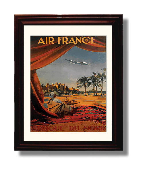Morocco Air France Afrique du Nord Vintage Travel Print 8x10 Beveled Frame travel wall art print