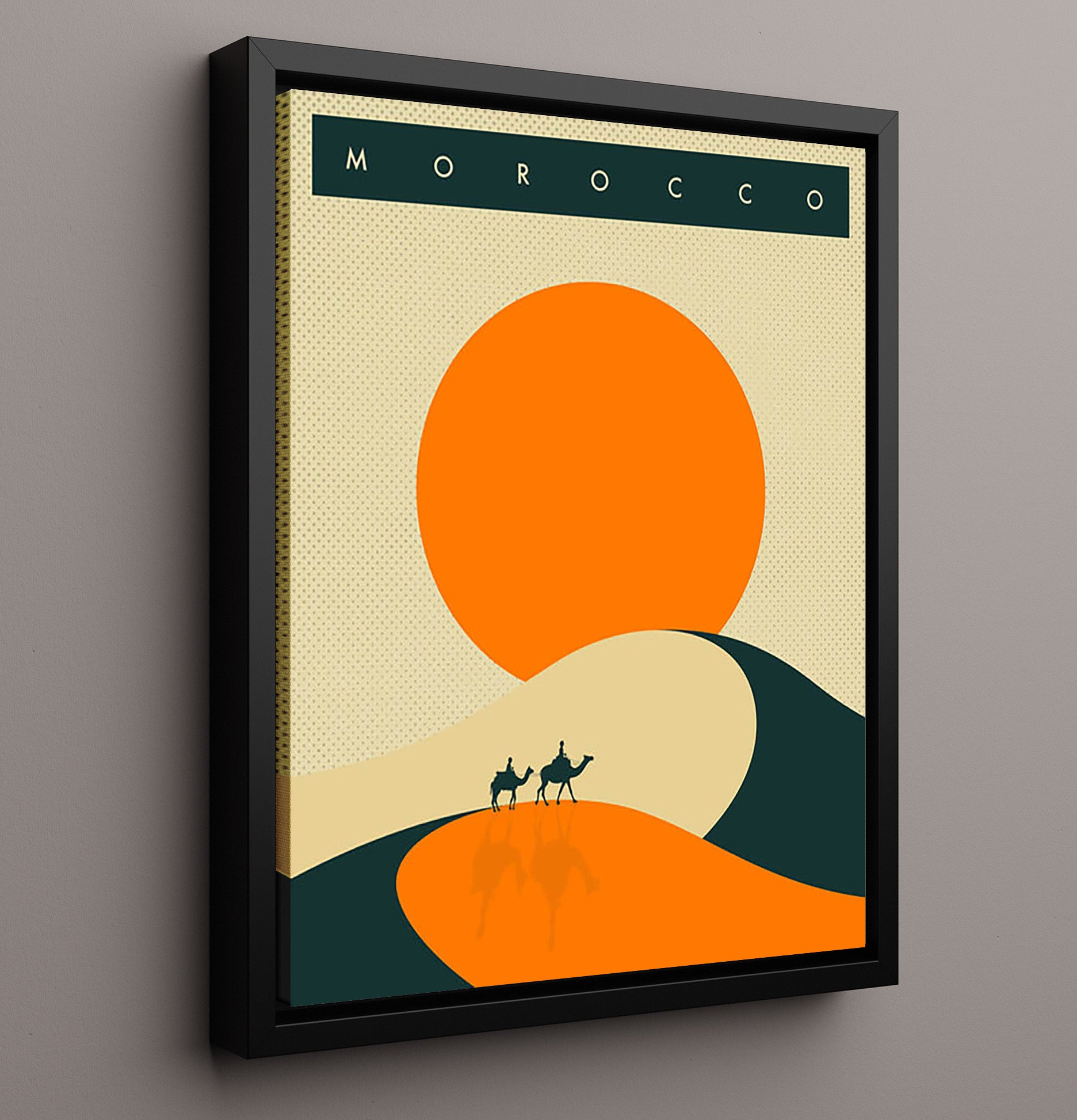 Morocco Desert Sunset Vintage Travel Print 16x20 Framed Canvas travel wall art print