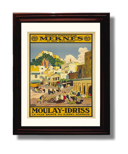 Morocco Moulay Idriss travel poster wall art 8x10 Canvas