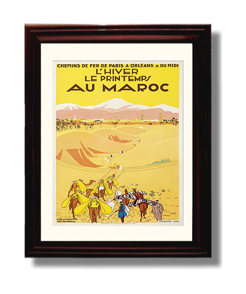 Morocco Winter and Spring Vintage Travel Print 8x10 Beveled Frame travel wall art print