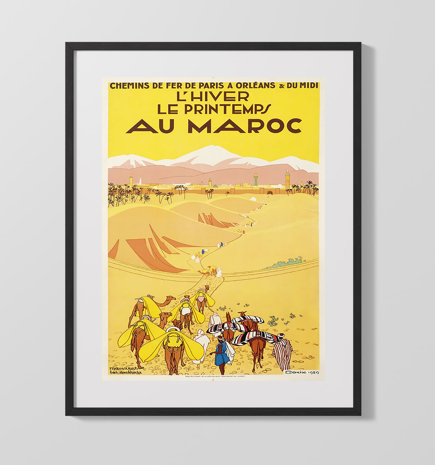 Morocco Winter and Spring Vintage Travel Print 16x20 Gallery Frame travel wall art print