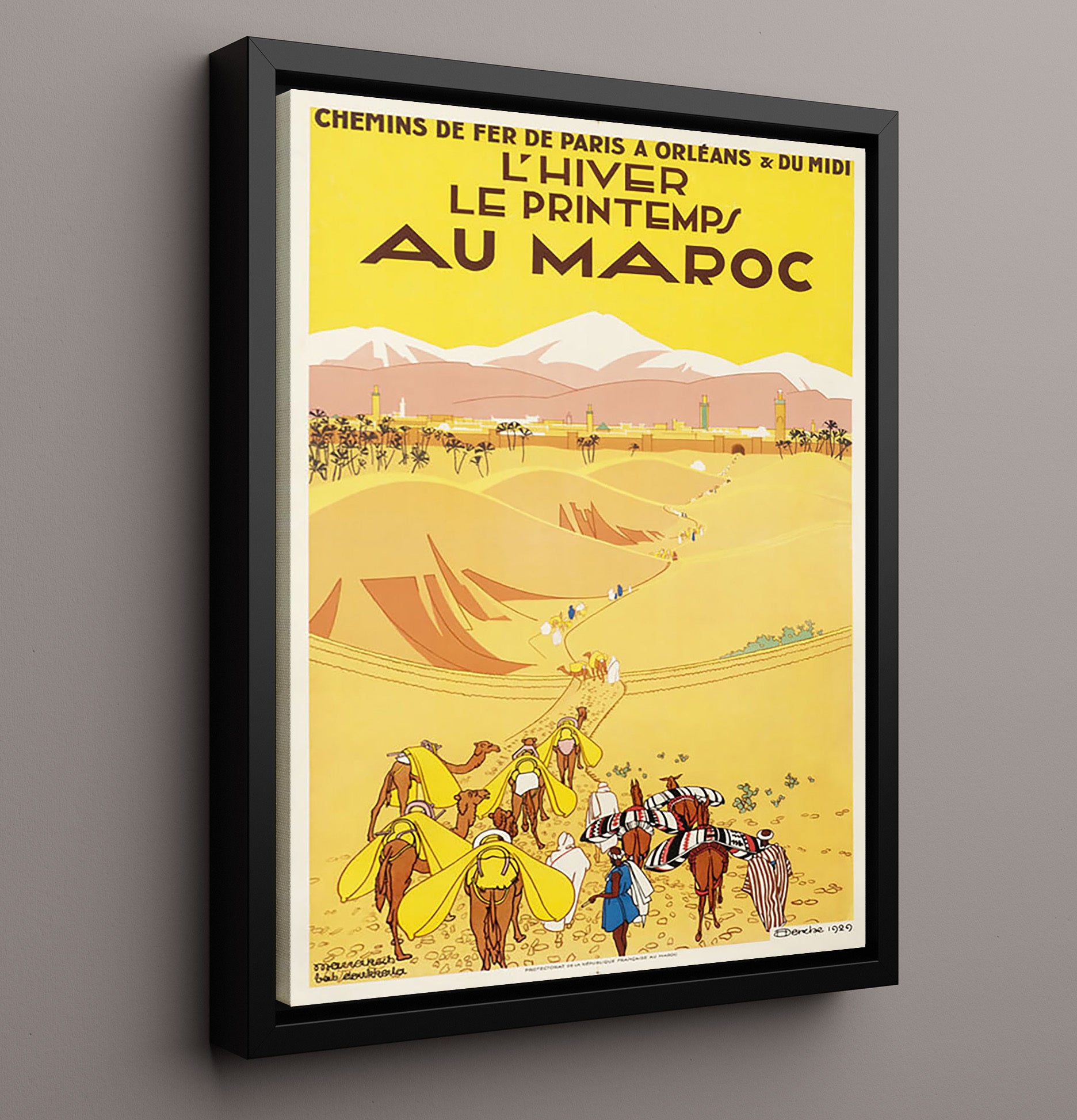 Morocco Winter and Spring Vintage Travel Print 16x20 Framed Canvas travel wall art print