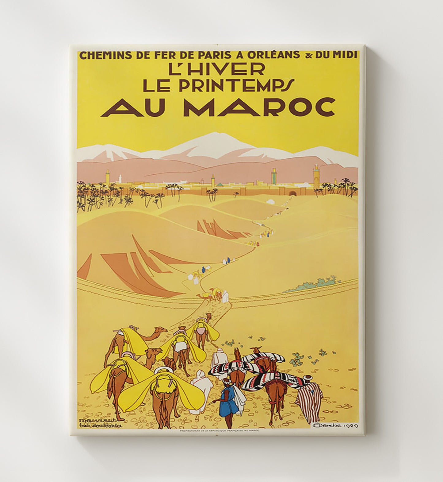 Morocco Winter and Spring Vintage Travel Print 20x24 Canvas travel wall art print