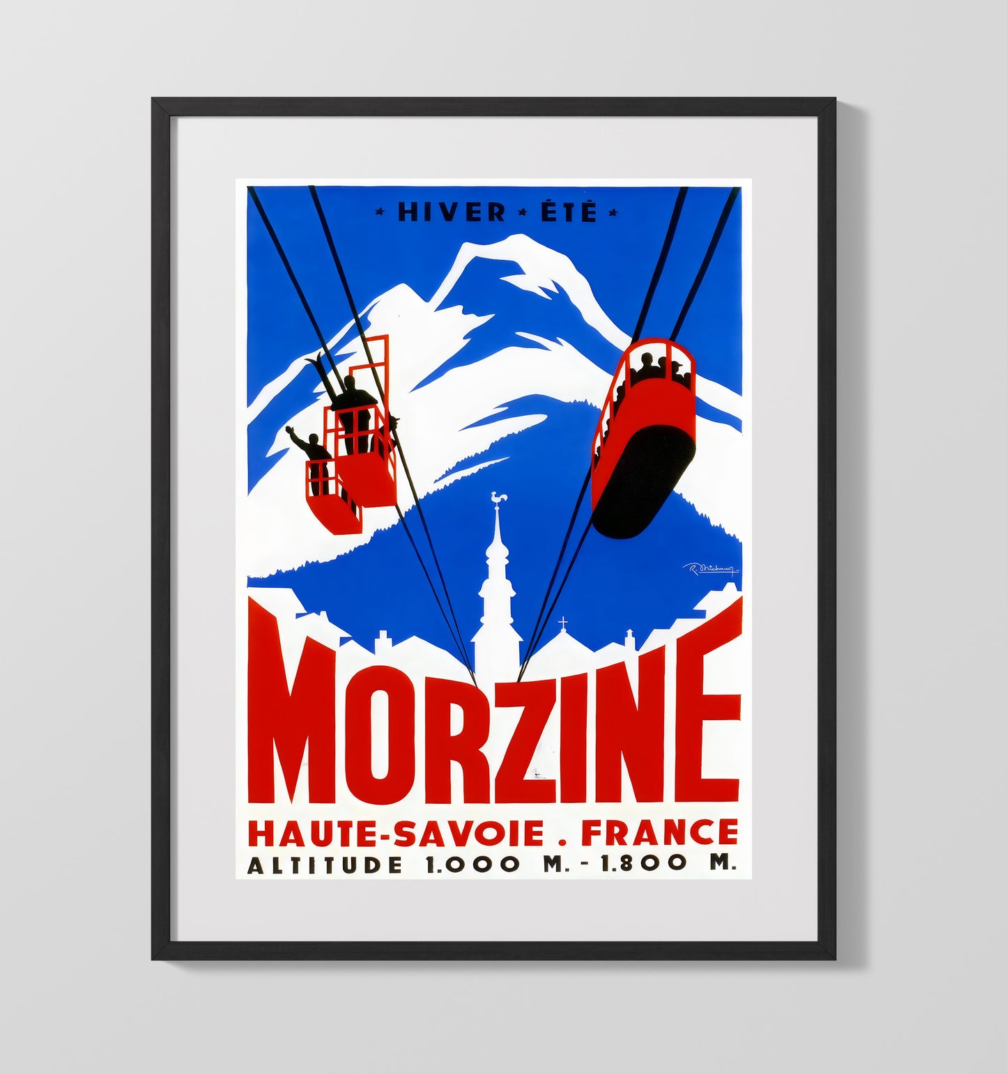 Morzine France Vintage Travel Print 16x20 Gallery Frame travel wall art print