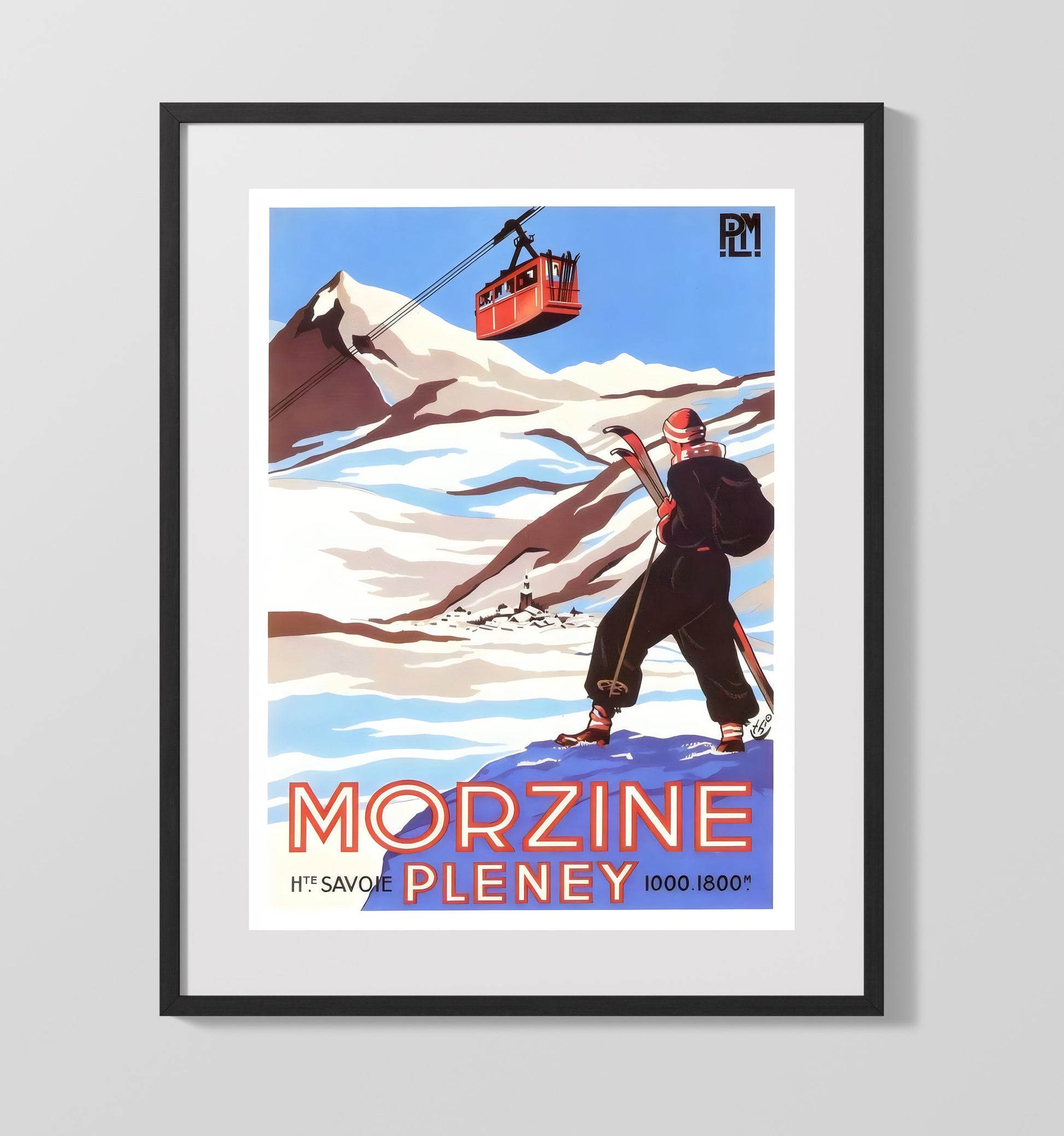 Morzine Pleney Haute Savoie Vintage Travel Print 16x20 Gallery Frame travel wall art print