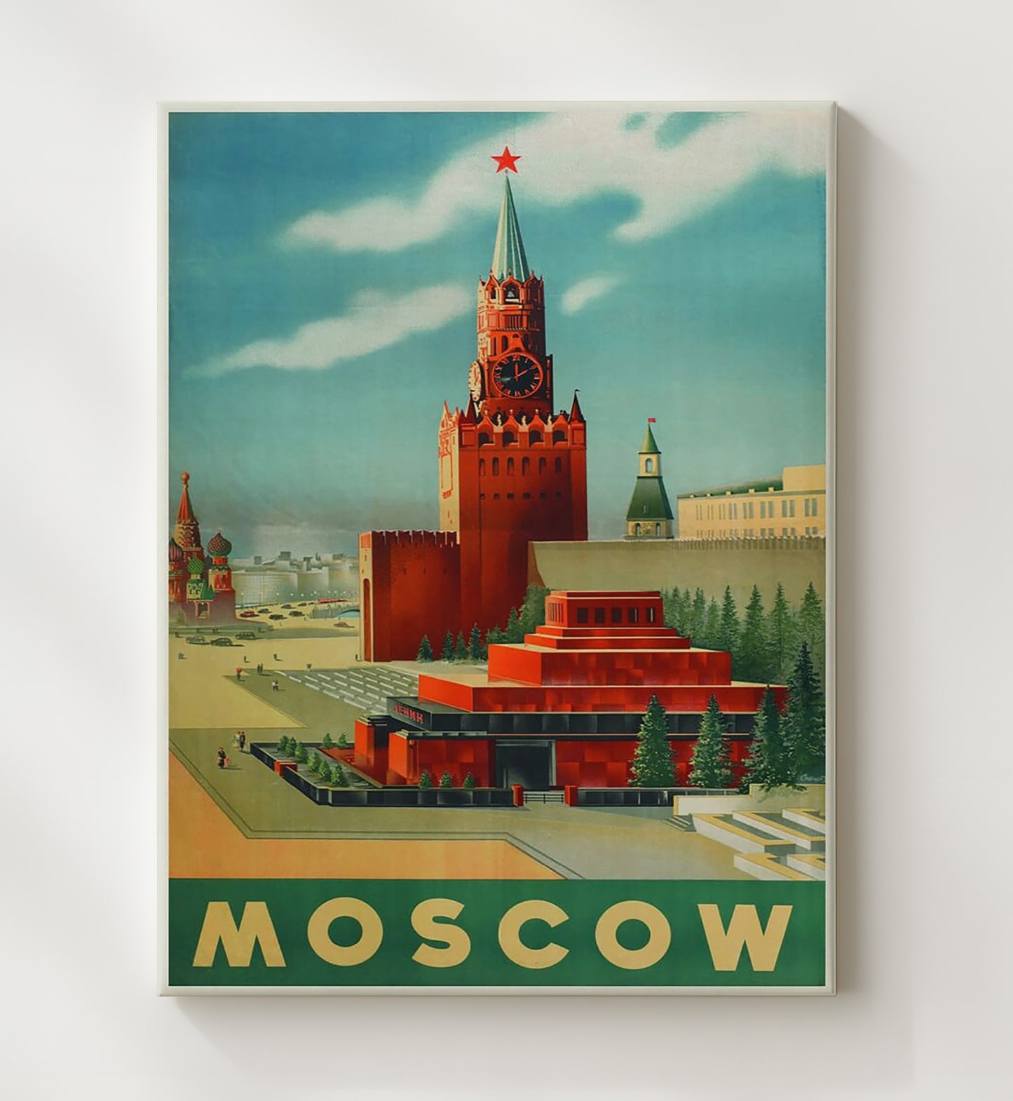Moscow Kremlin Red Square Vintage Travel Print 20x24 Canvas travel wall art print