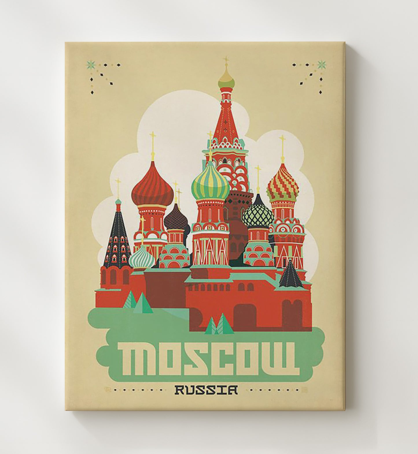 Moscow Russia Vintage Travel Print 20x24 Canvas travel wall art print