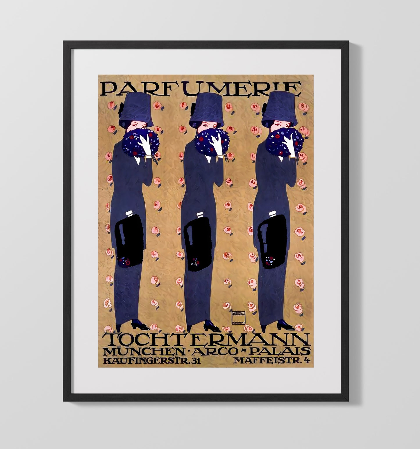Munich Parfumerie Vintage Travel Print 16x20 Gallery Frame travel wall art print