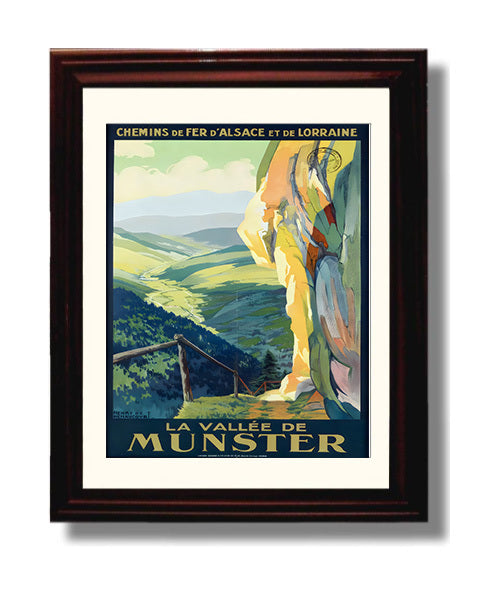 Munster Valley Alsace Lorraine Vintage Travel Print 8x10 Beveled Frame travel wall art print