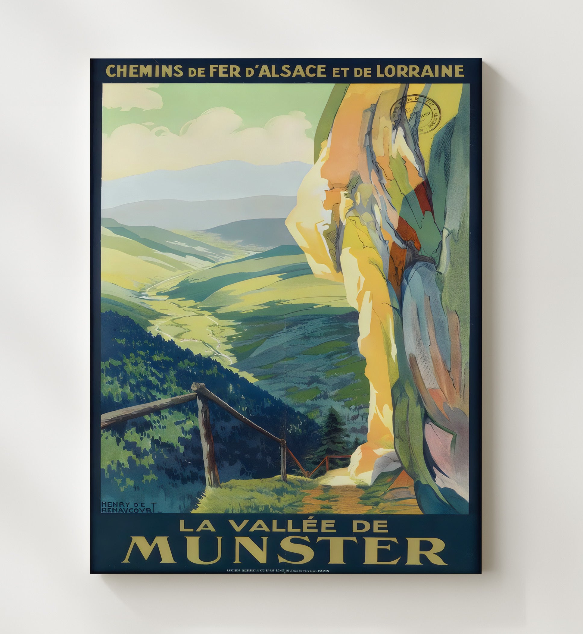 Munster Valley Alsace Lorraine Vintage Travel Print 20x24 Canvas travel wall art print