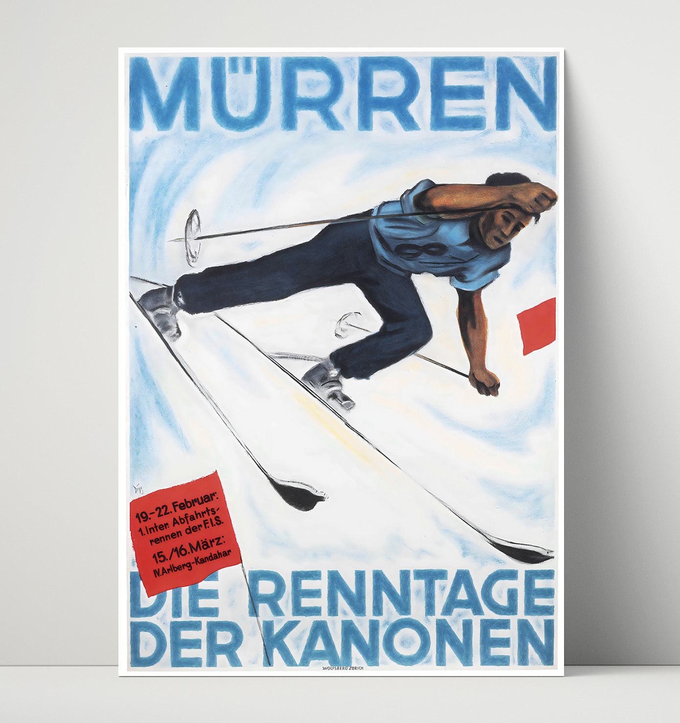 Murren Ski Vintage Travel Print 16x20 Unframed Print travel wall art print