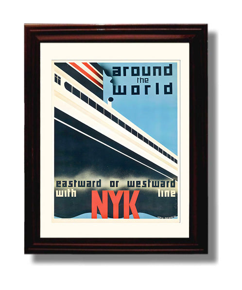 NYK Around the World Cruise travel poster wall art 8x10 Canvas