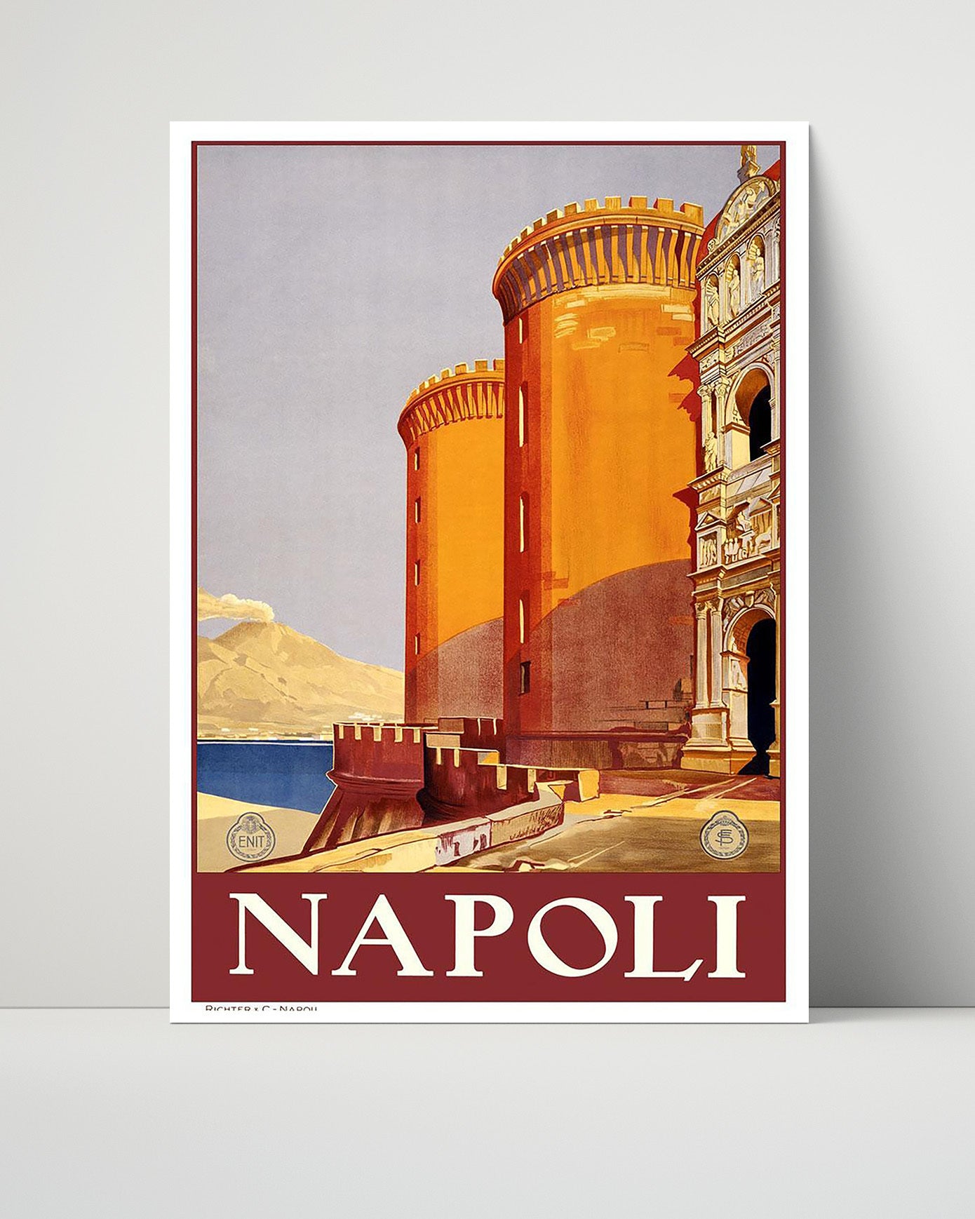 Napoli Castle Vintage Travel Print 16x20 Unframed Print travel wall art print