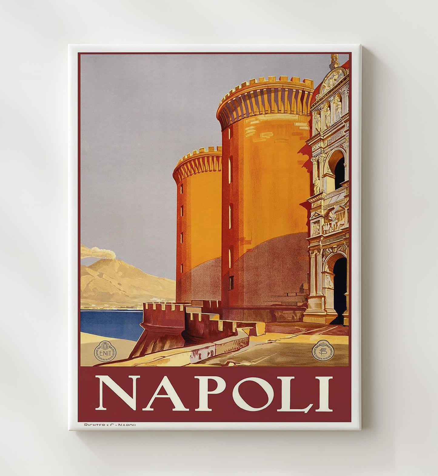 Napoli Castle Vintage Travel Print 20x24 Canvas travel wall art print