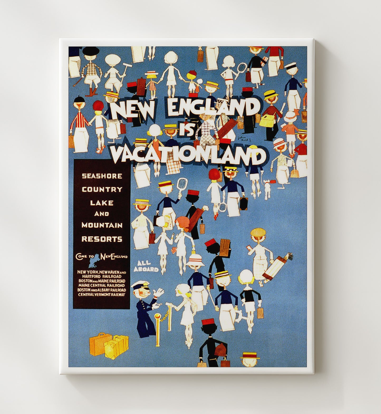 New England Vacationland Vintage Travel Print 20x24 Canvas travel wall art print