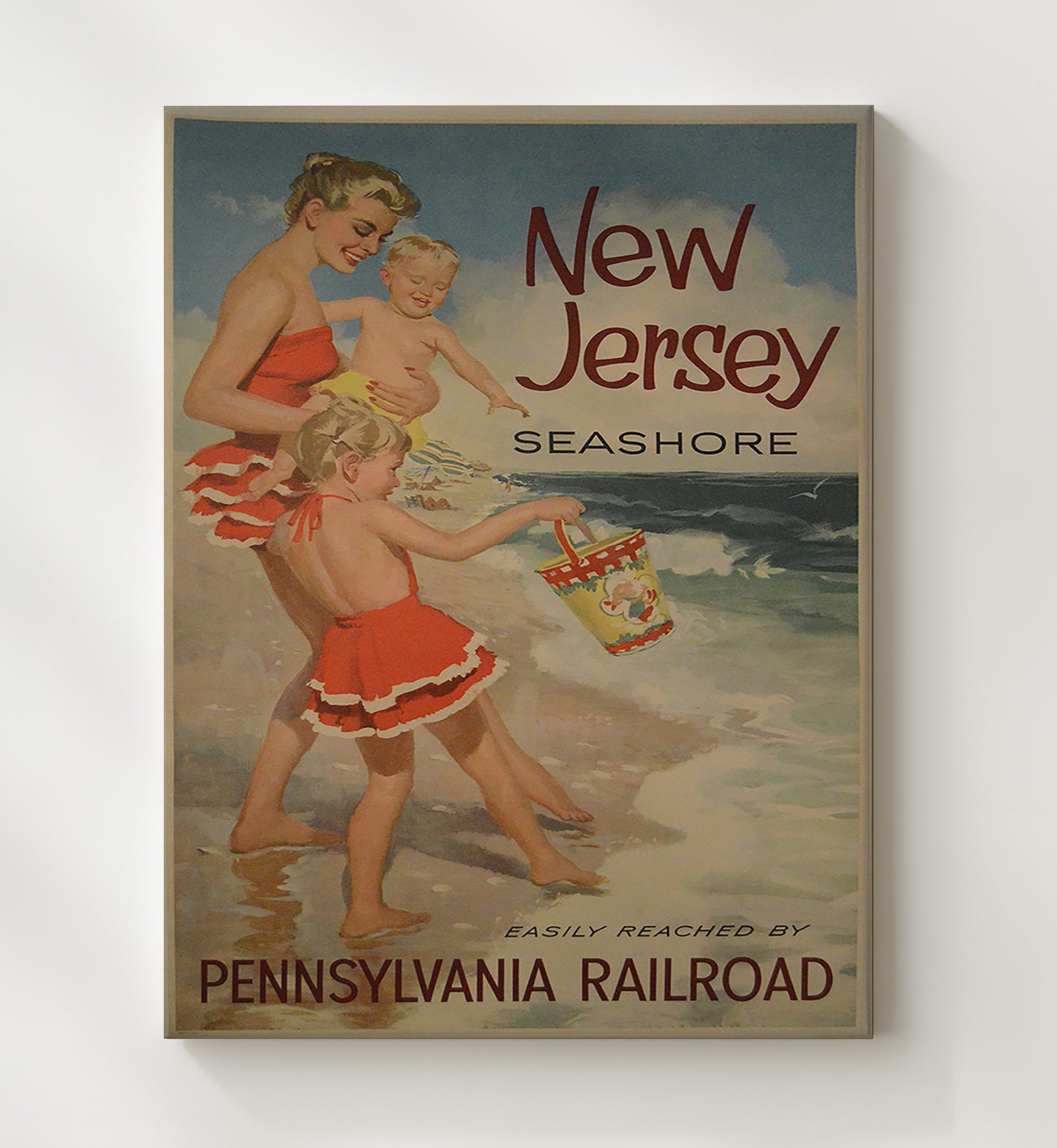 New Jersey Seashore Vintage Travel Print 20x24 Canvas travel wall art print
