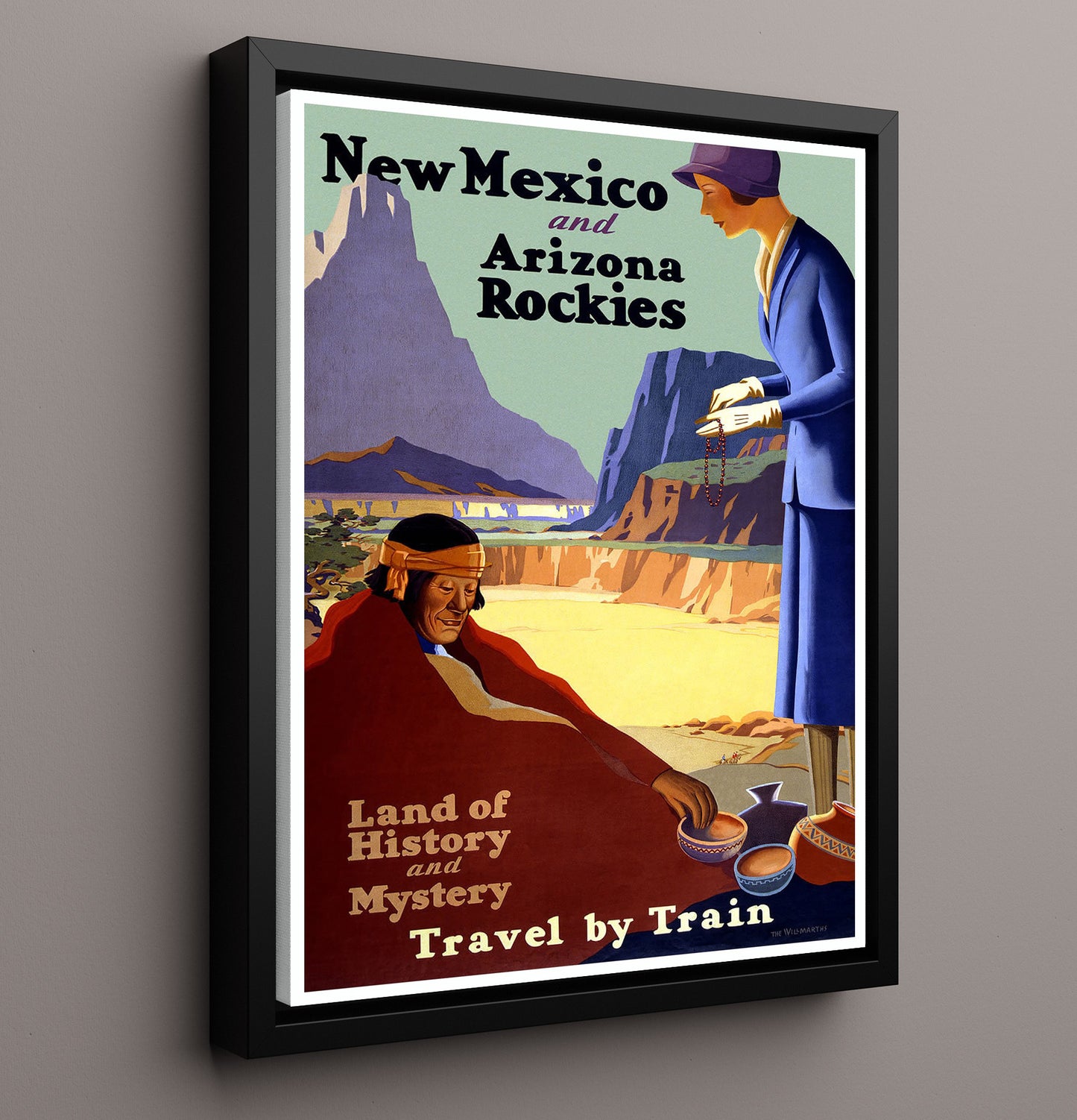 New Mexico Arizona Rockies Vintage Travel Print 16x20 Framed Canvas travel wall art print