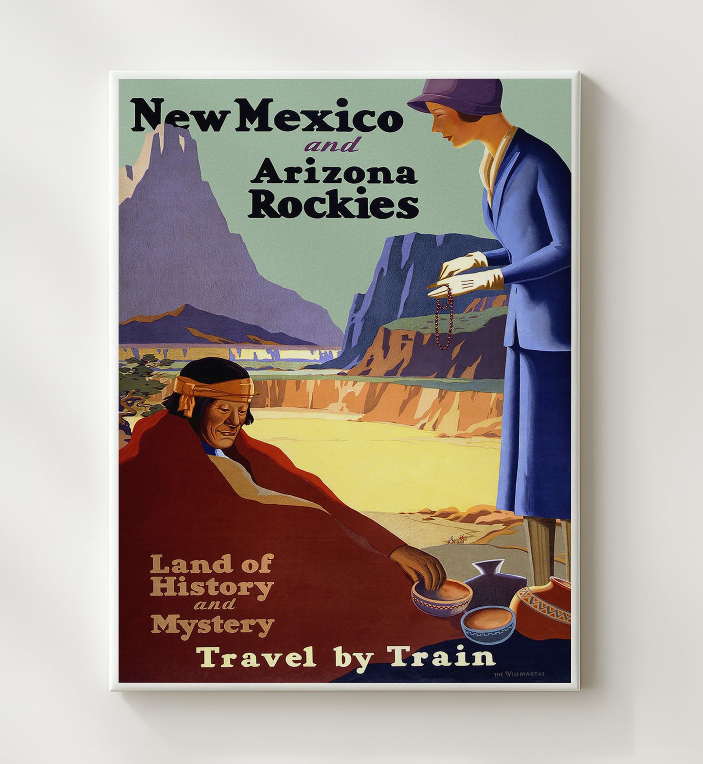 New Mexico Arizona Rockies Vintage Travel Print 20x24 Canvas travel wall art print