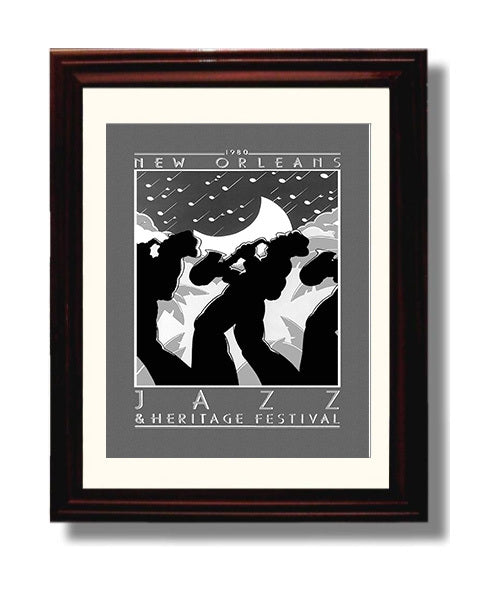 New Orleans JazzFestival Vintage Travel Print 8x10 Beveled Frame travel wall art print