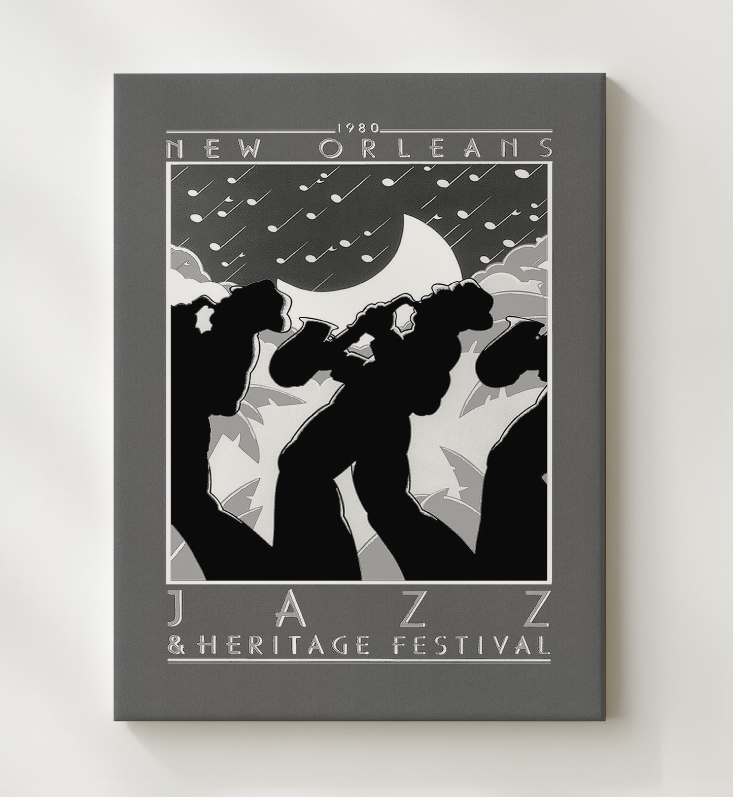 New Orleans JazzFestival Vintage Travel Print 20x24 Canvas travel wall art print