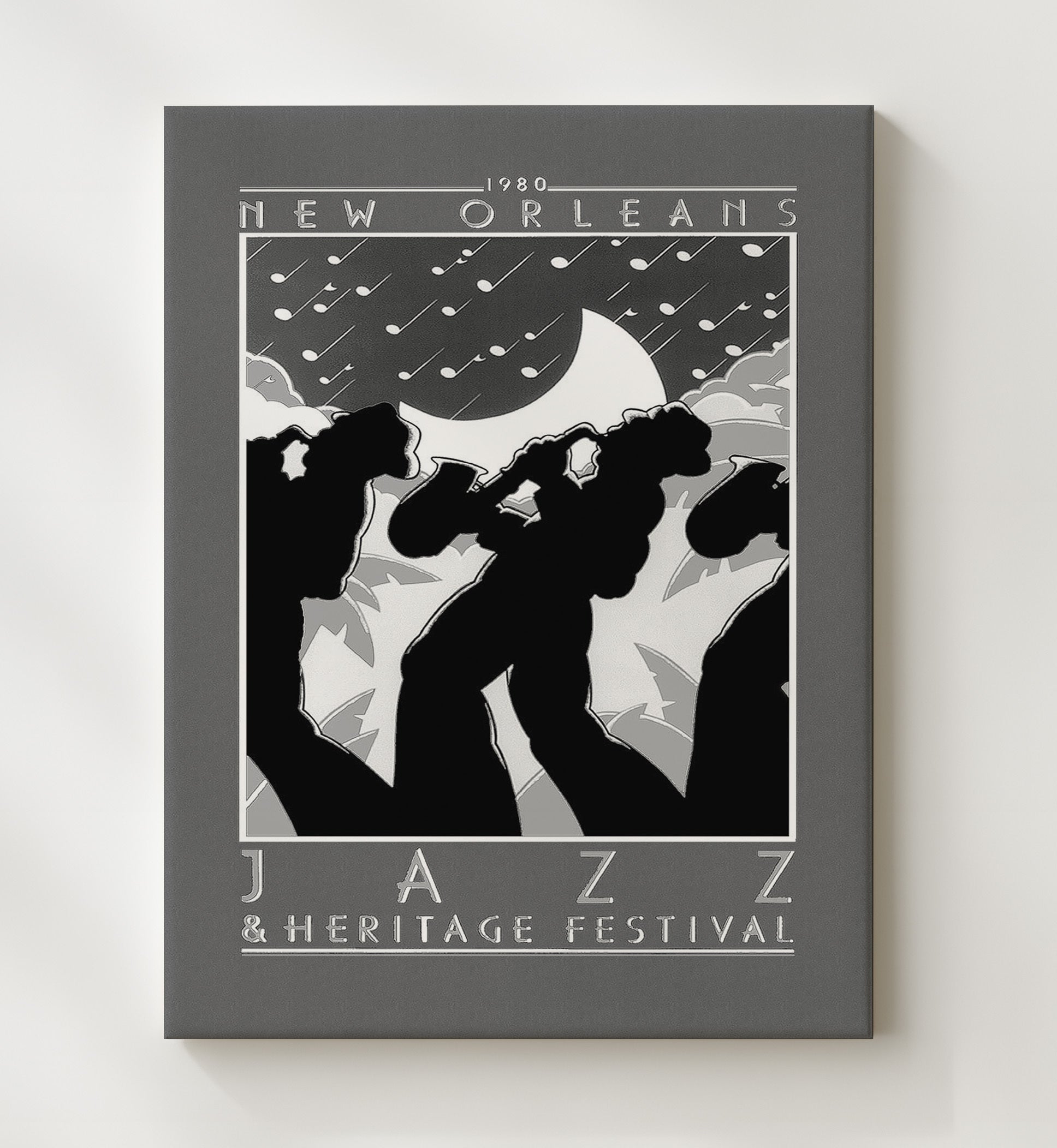 New Orleans JazzFestival Vintage Travel Print 20x24 Canvas travel wall art print
