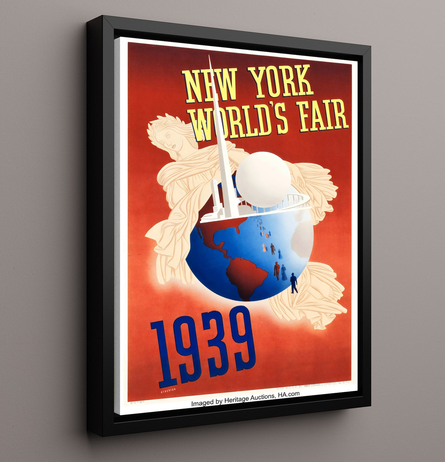 New York 1939 Worlds Fair Vintage Travel Print 16x20 Framed Canvas travel wall art print