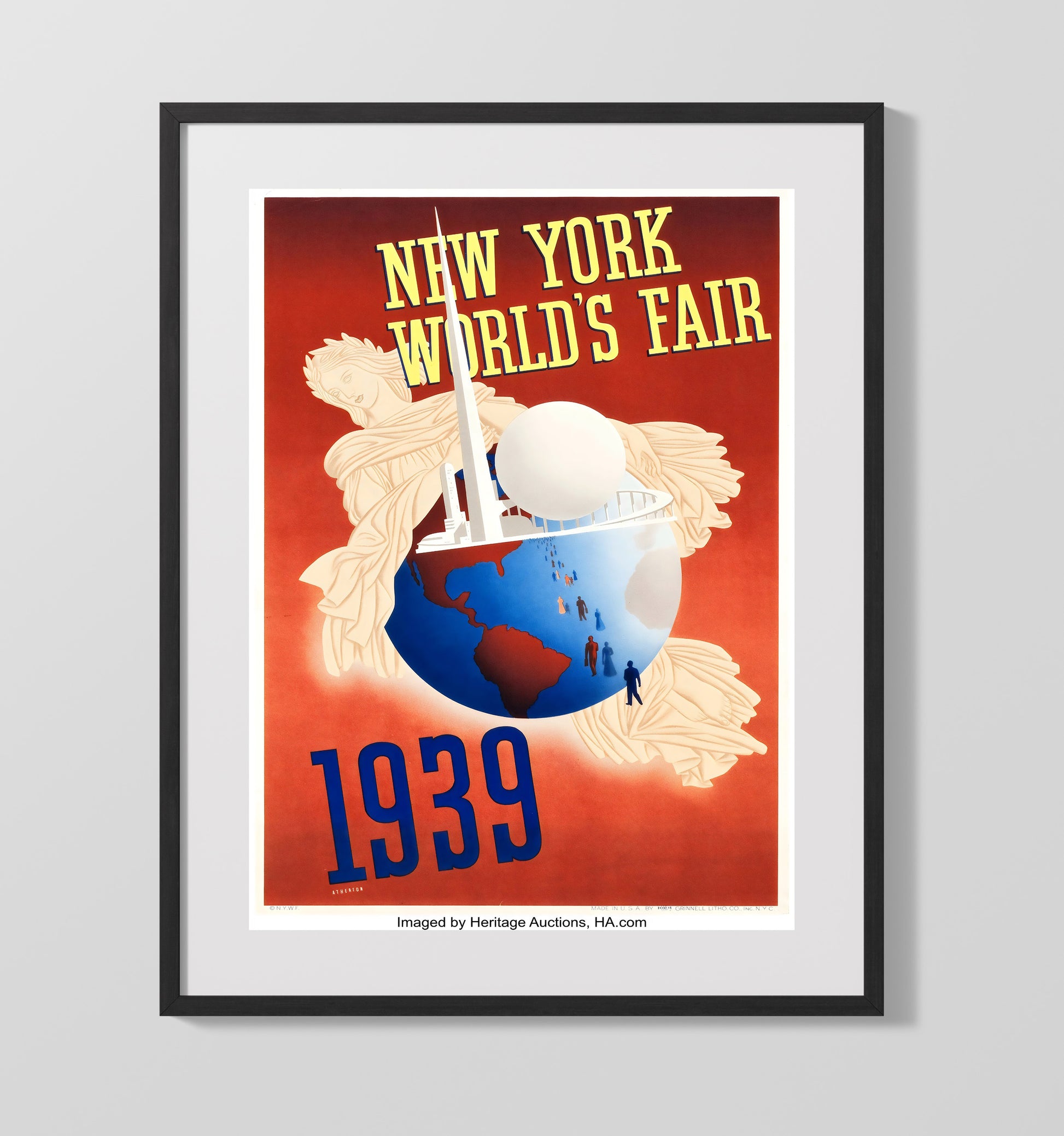 New York 1939 Worlds Fair Vintage Travel Print 16x20 Gallery Frame travel wall art print