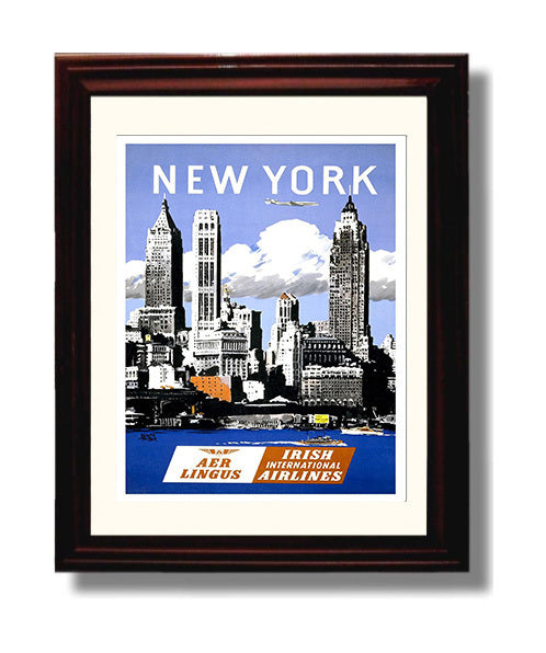 New York Aer Lingus travel poster wall art 8x10 Canvas