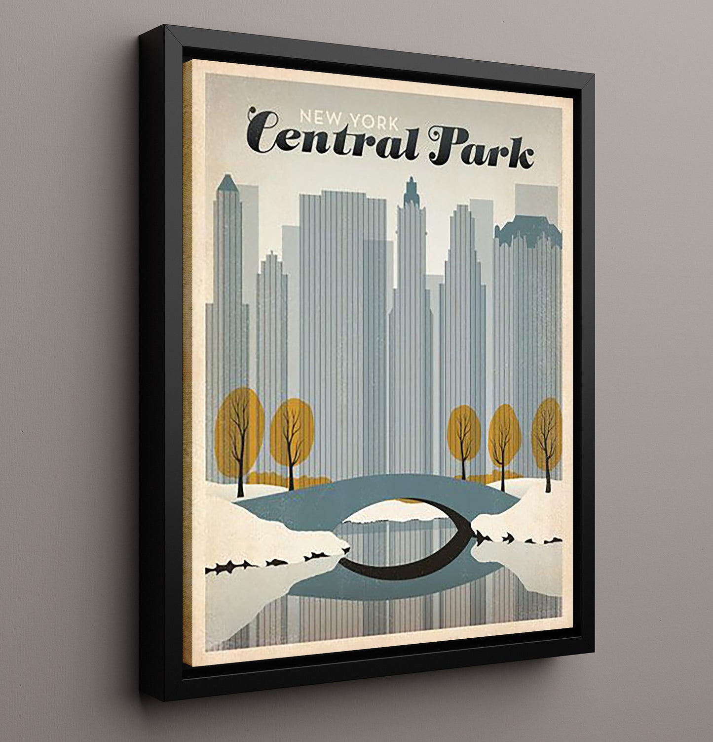 New York Central Park Vintage Travel Print 16x20 Framed Canvas travel wall art print