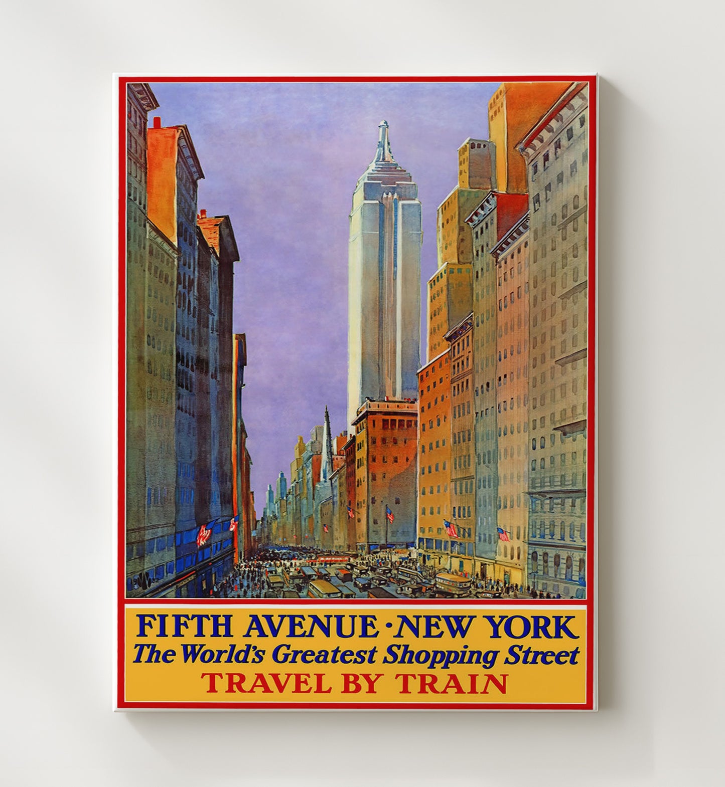 New York Fifth Avenue Vintage Travel Print 20x24 Canvas travel wall art print