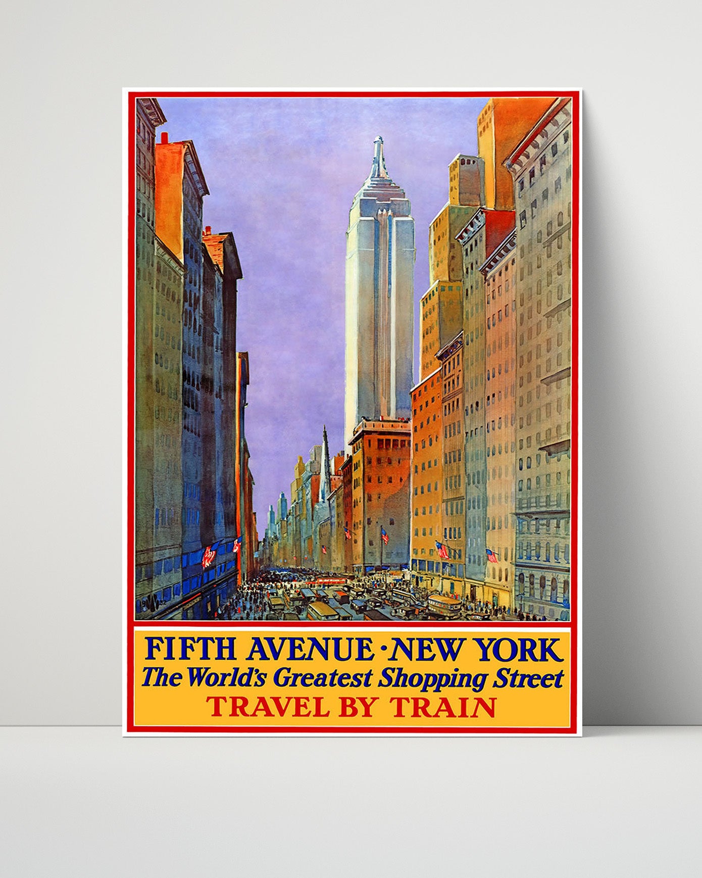 New York Fifth Avenue Vintage Travel Print 16x20 Unframed Print travel wall art print