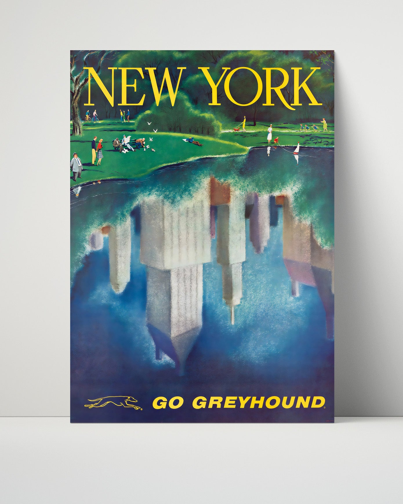 New York Greyhound Vintage Travel Print 16x20 Unframed Print travel wall art print